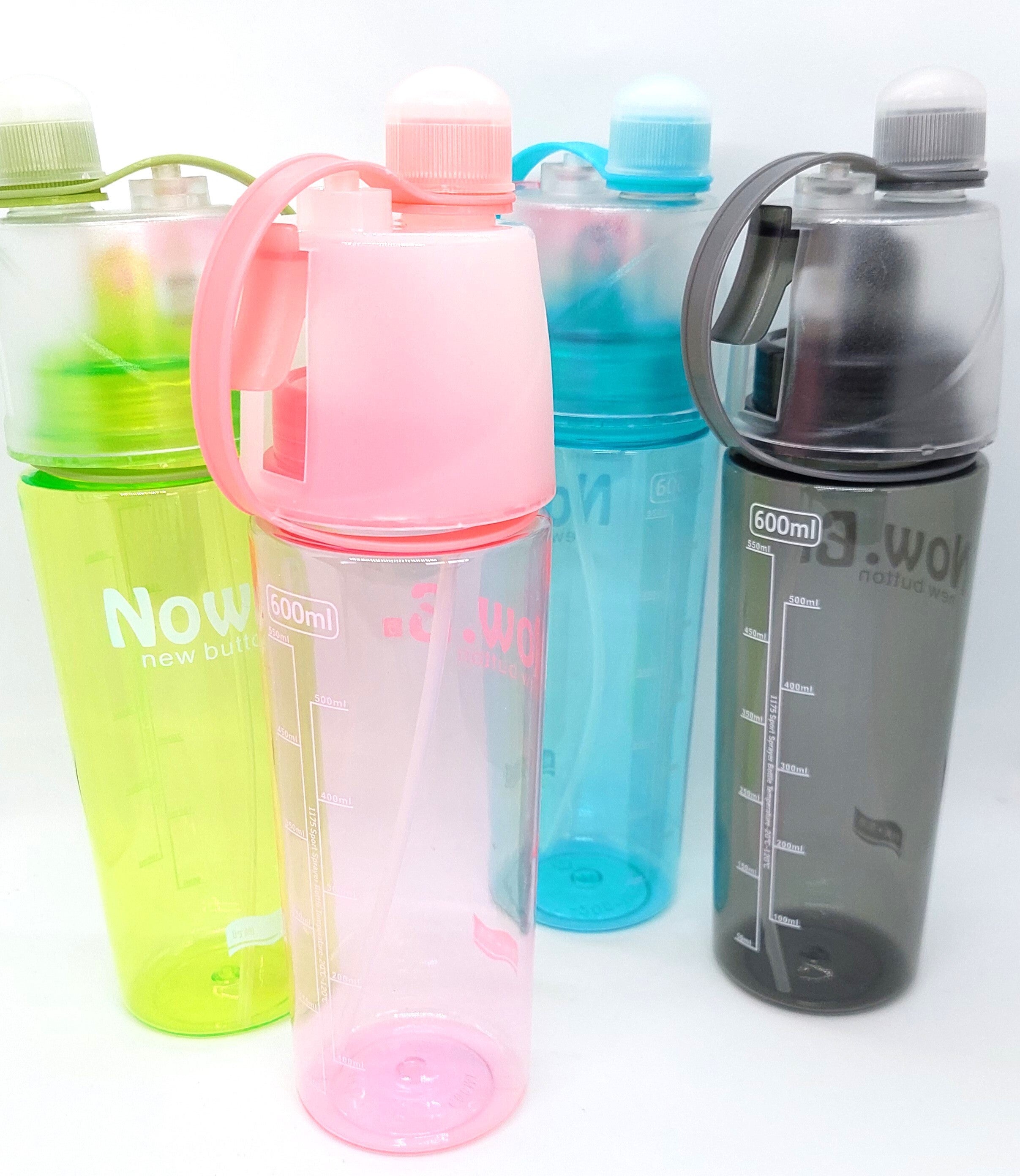 Pink Sports Mist Spray Bottle 600ml with Spare Lid And Straw Baldivis